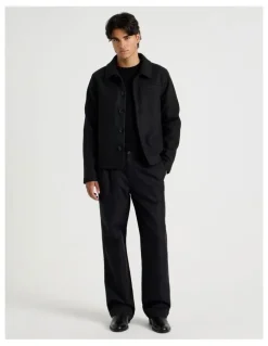 Blaq Contrast Detail Collared Jacket in Black