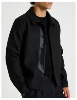Blaq Contrast Detail Collared Jacket in Black
