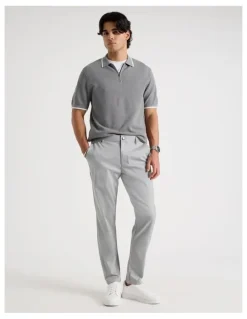 Blaq Cotton Silk Blend Zip Short Sleeve Polo in Grey