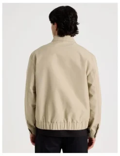 Blaq Cotton Twill Bomber Jacket in Sand