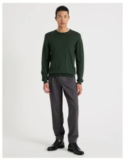 Blaq Crew Neck Australian Merino Wool Knit in Green