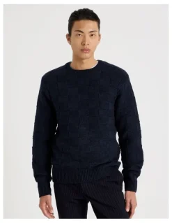 Blaq Crew Neck Knit in Navy