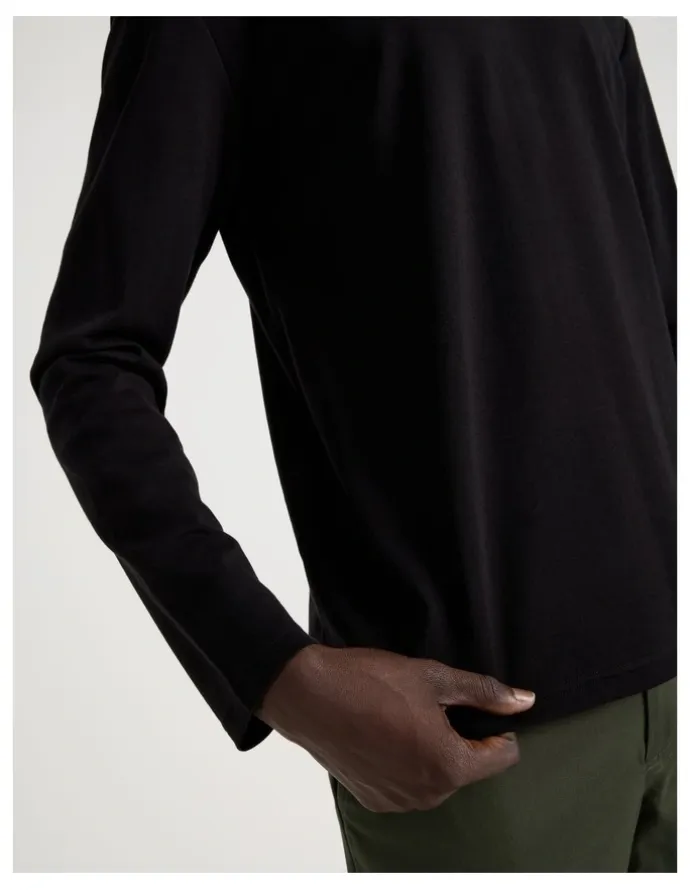 Blaq Detailed Collar Jersey Long Sleeve T/Shirt in Black