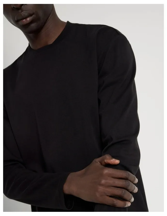 Blaq Detailed Collar Jersey Long Sleeve T/Shirt in Black