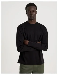 Blaq Detailed Collar Jersey Long Sleeve T/Shirt in Black