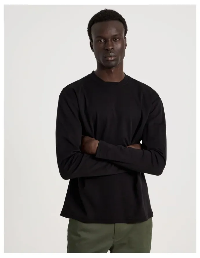 Blaq Detailed Collar Jersey Long Sleeve T/Shirt in Black