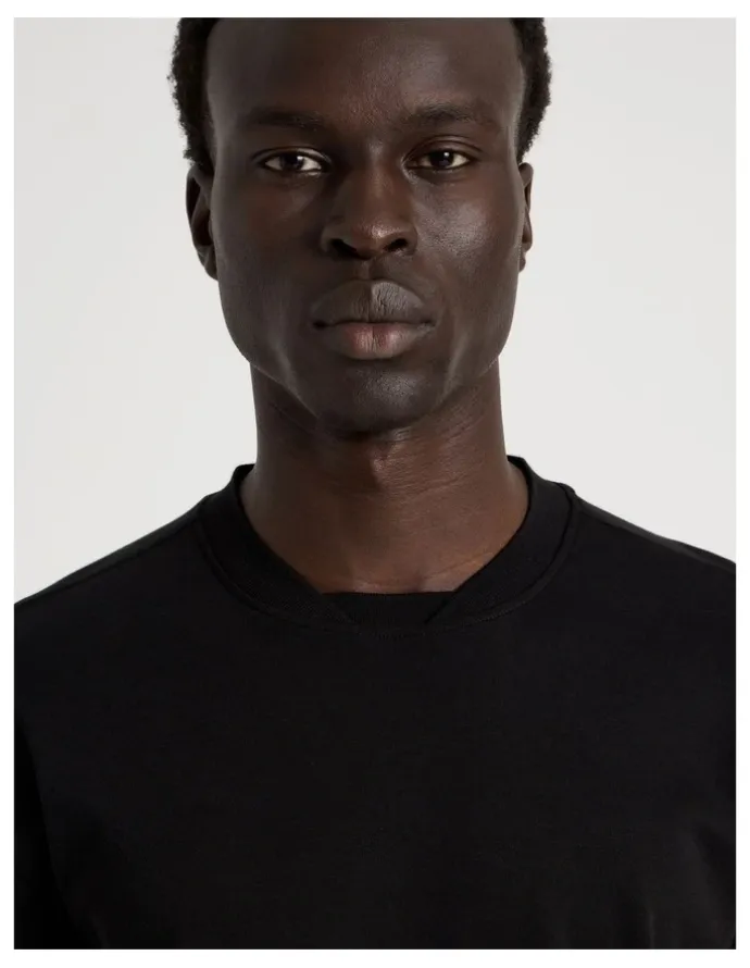 Blaq Detailed Collar Jersey Long Sleeve T/Shirt in Black
