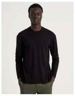 Blaq Detailed Collar Jersey Long Sleeve T/Shirt in Black