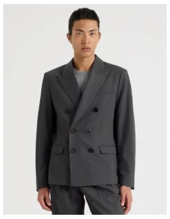 Blaq Double Breasted Blazer in Grey