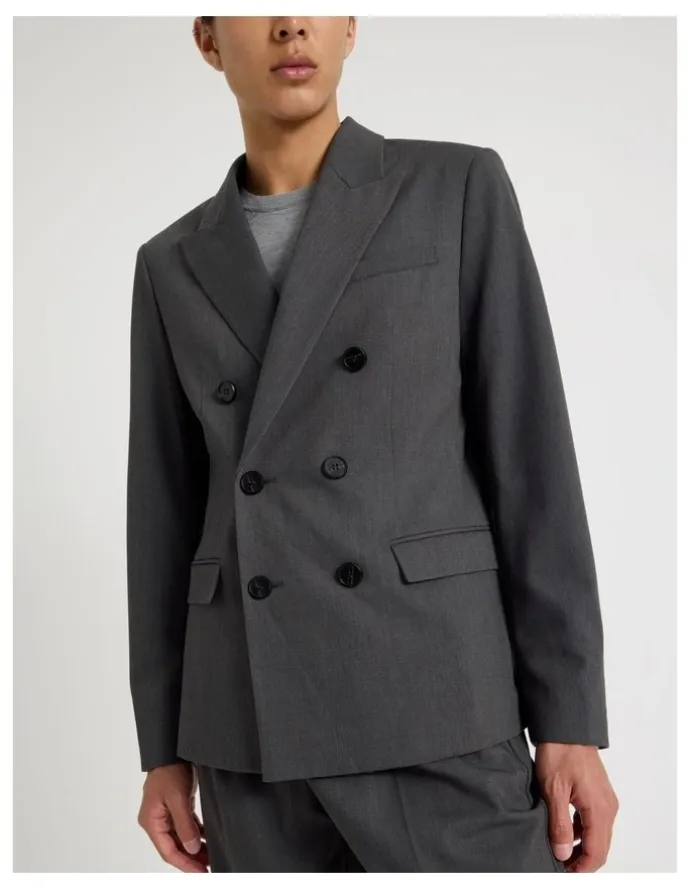 Blaq Double Breasted Blazer in Grey