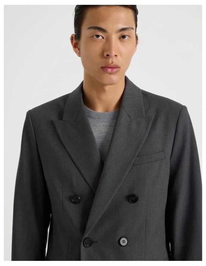Blaq Double Breasted Blazer in Grey