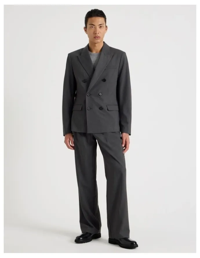 Blaq Double Breasted Blazer in Grey