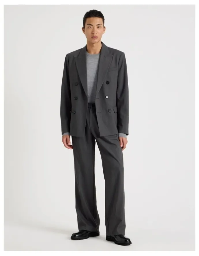 Blaq Double Breasted Blazer in Grey