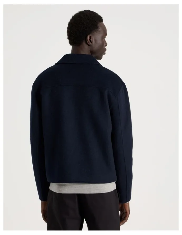 Blaq Double Faced Wool Blend Jacket in Navy