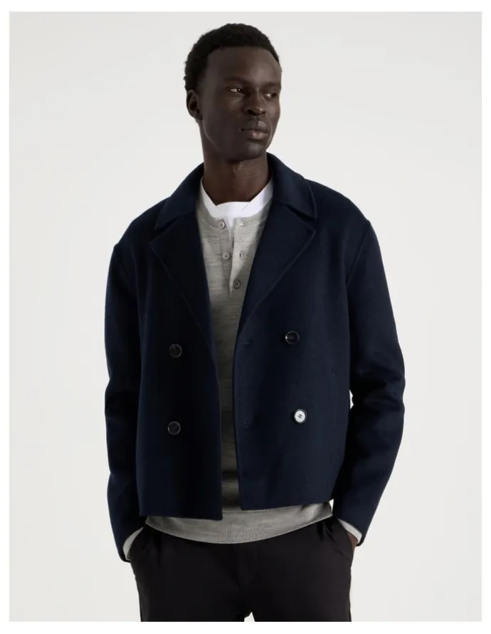 Blaq Double Faced Wool Blend Jacket in Navy