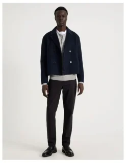 Blaq Double Faced Wool Blend Jacket in Navy