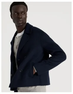 Blaq Double Faced Wool Blend Jacket in Navy