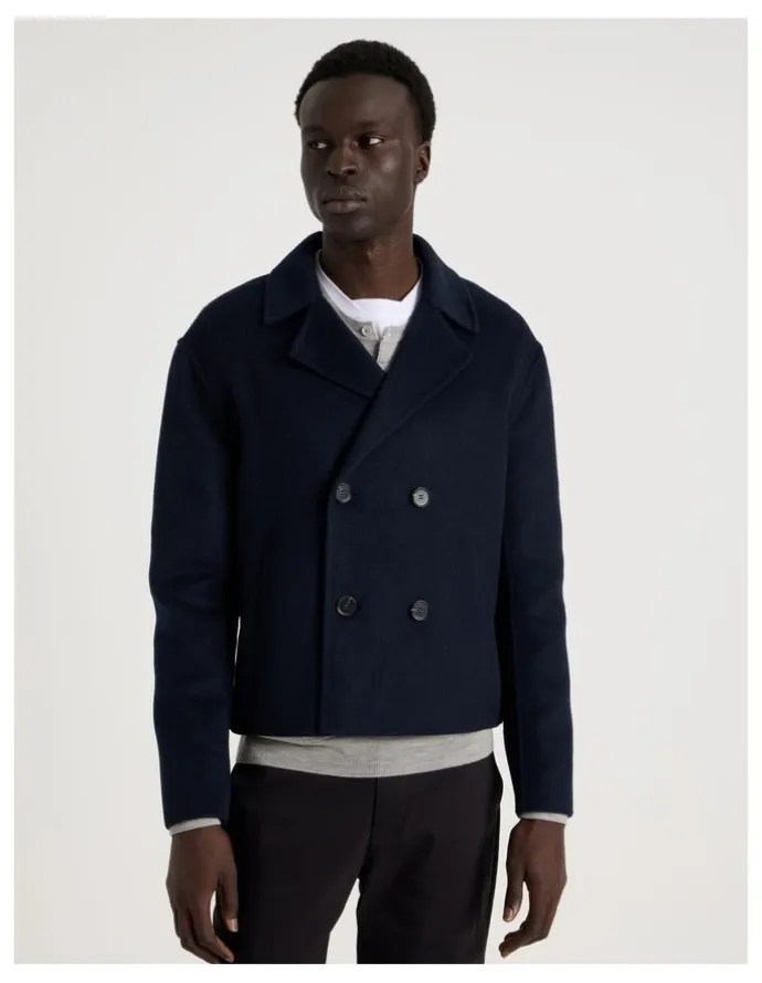 Blaq Double Faced Wool Blend Jacket in Navy