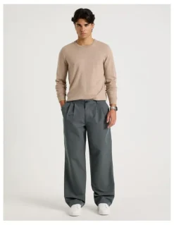 Blaq Double Pleat Tapered Fit Pants in Grey
