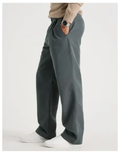 Blaq Double Pleat Tapered Fit Pants in Grey