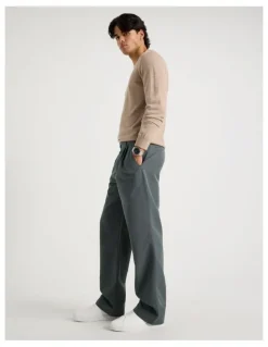Blaq Double Pleat Tapered Fit Pants in Grey