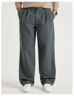 Blaq Double Pleat Tapered Fit Pants in Grey