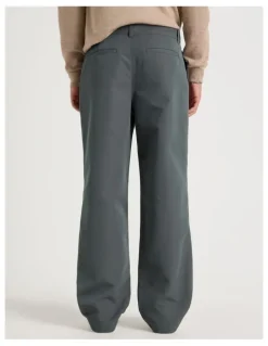 Blaq Double Pleat Tapered Fit Pants in Grey