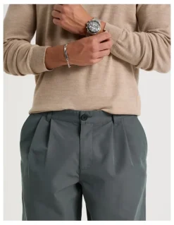 Blaq Double Pleat Tapered Fit Pants in Grey