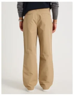 Blaq Double Pleat Tapered Fit Pants in Beige