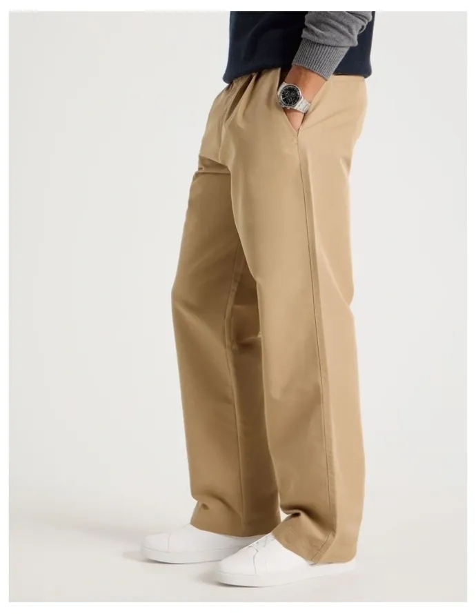 Blaq Double Pleat Tapered Fit Pants in Beige