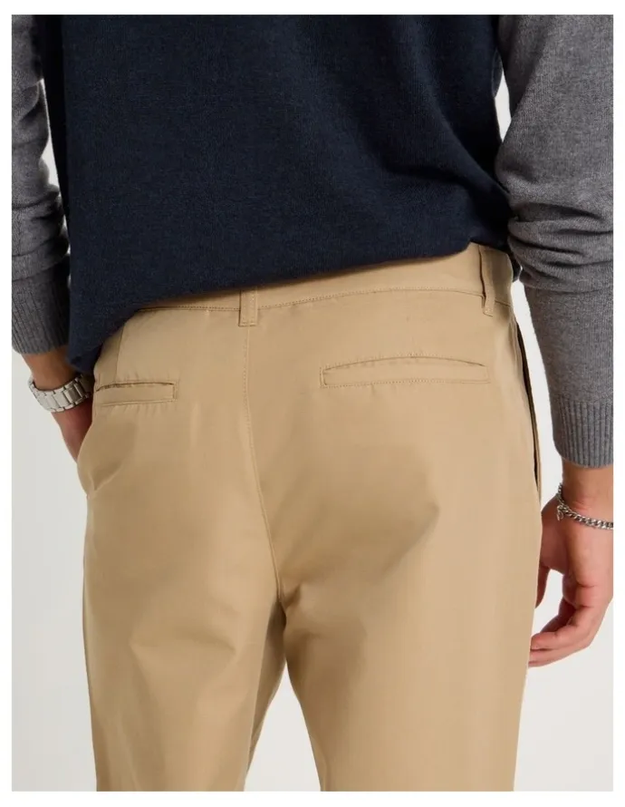 Blaq Double Pleat Tapered Fit Pants in Beige
