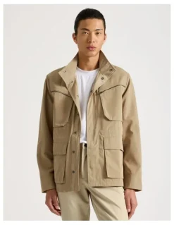 Blaq Double Pocket Parka Jacket in Beige