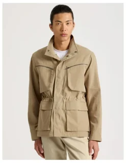 Blaq Double Pocket Parka Jacket in Beige