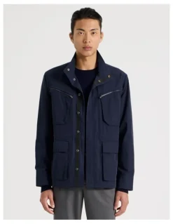 Blaq Double Pocket Parka Jacket in Navy