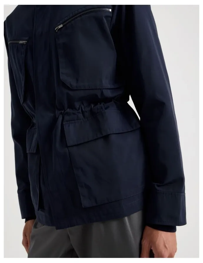 Blaq Double Pocket Parka Jacket in Navy
