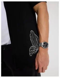 Blaq Embroidered Knit Short Sleeve Shirt in Black
