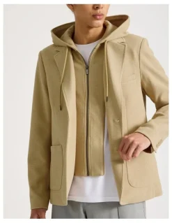 Blaq Hooded Sweat Jacket in Beige