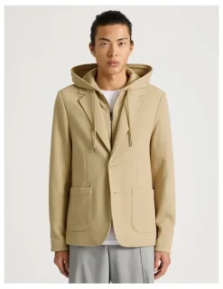 Blaq Hooded Sweat Jacket in Beige