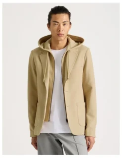 Blaq Hooded Sweat Jacket in Beige