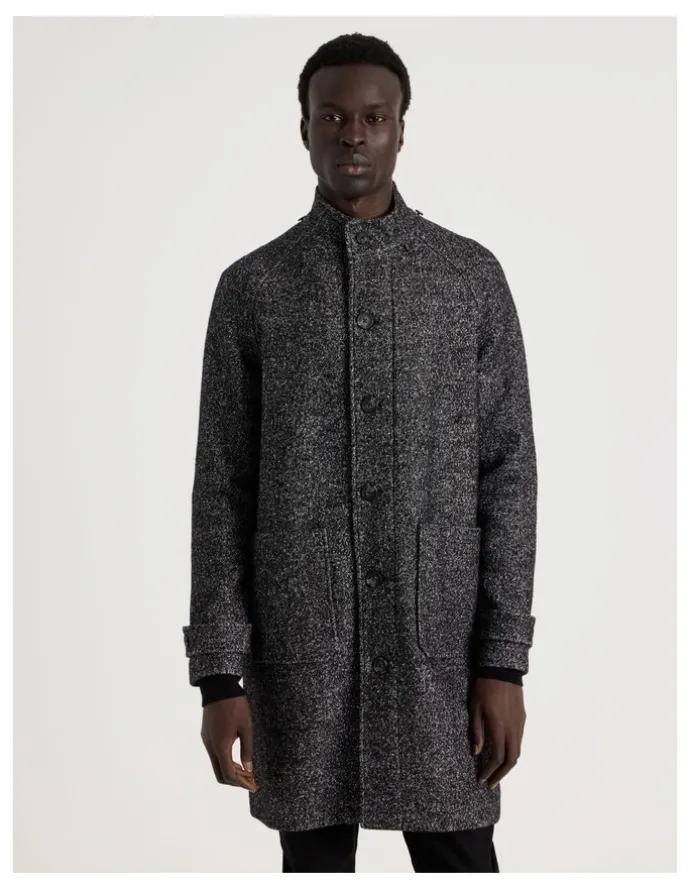 Blaq Hooded Textured Coat in Black