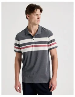 Blaq Jersey Chest Stripe Polo in Navy