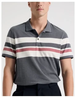 Blaq Jersey Chest Stripe Polo in Navy