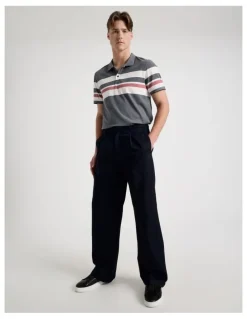 Blaq Jersey Chest Stripe Polo in Navy