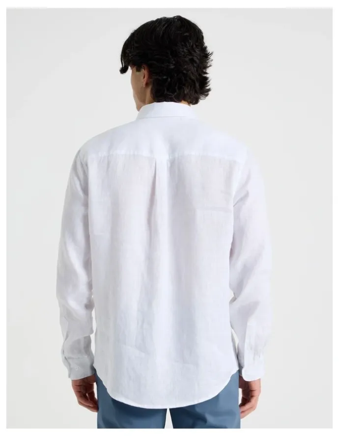 Blaq Linen Long Sleeve Shirt in White