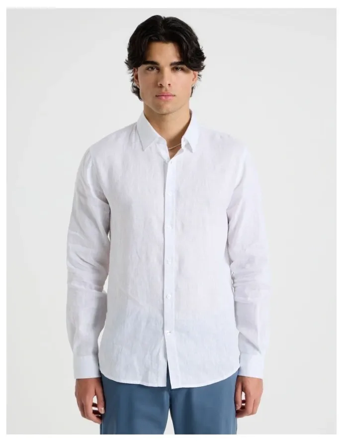 Blaq Linen Long Sleeve Shirt in White