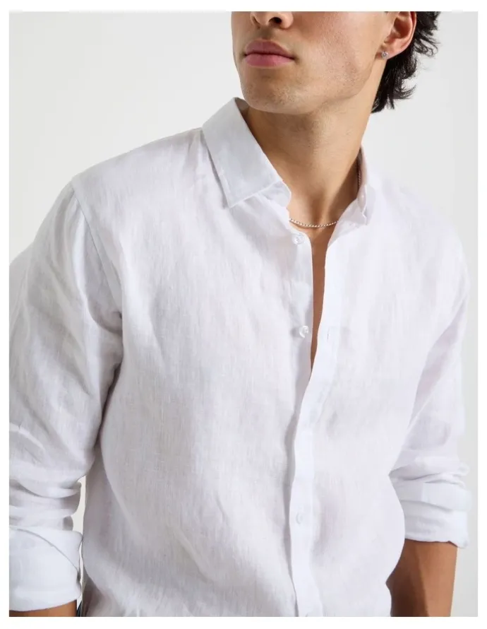 Blaq Linen Long Sleeve Shirt in White