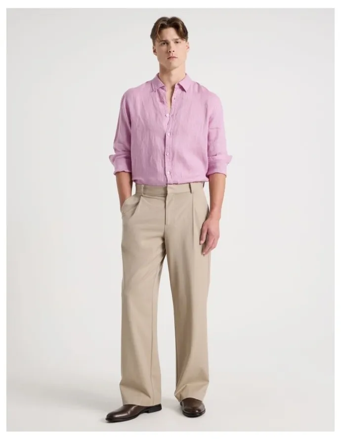 Blaq Linen Long Sleeve Shirt in Pink