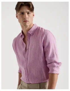 Blaq Linen Long Sleeve Shirt in Pink