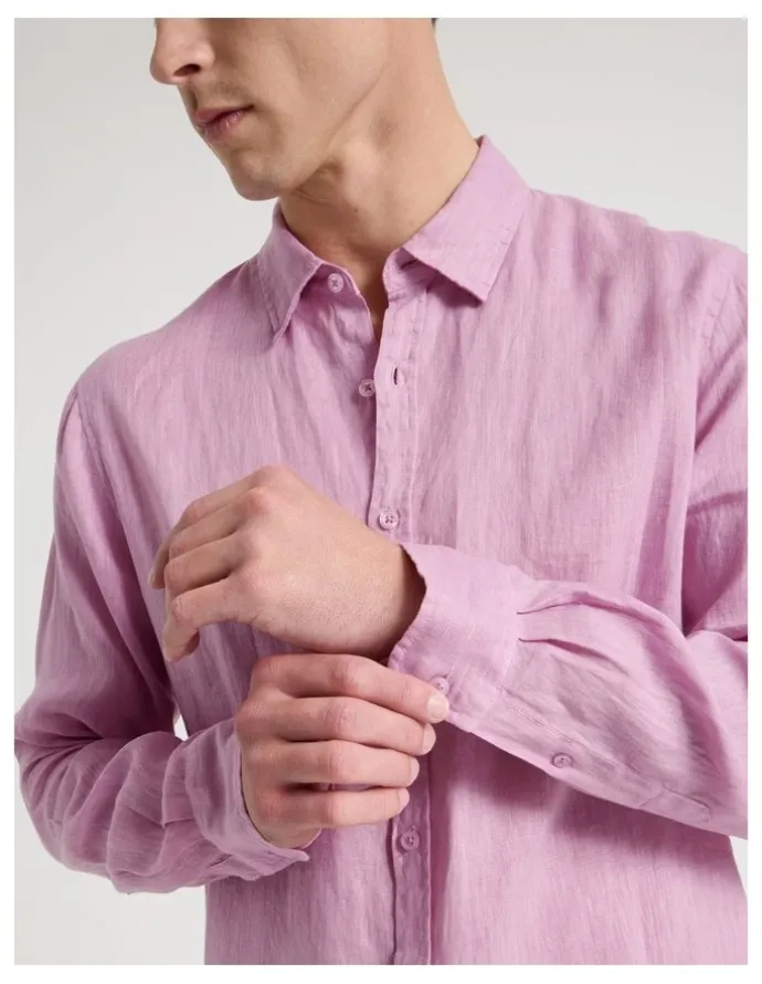 Blaq Linen Long Sleeve Shirt in Pink