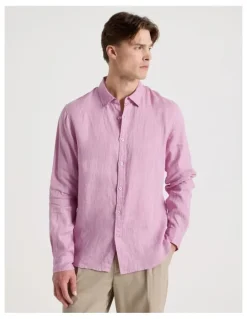 Blaq Linen Long Sleeve Shirt in Pink